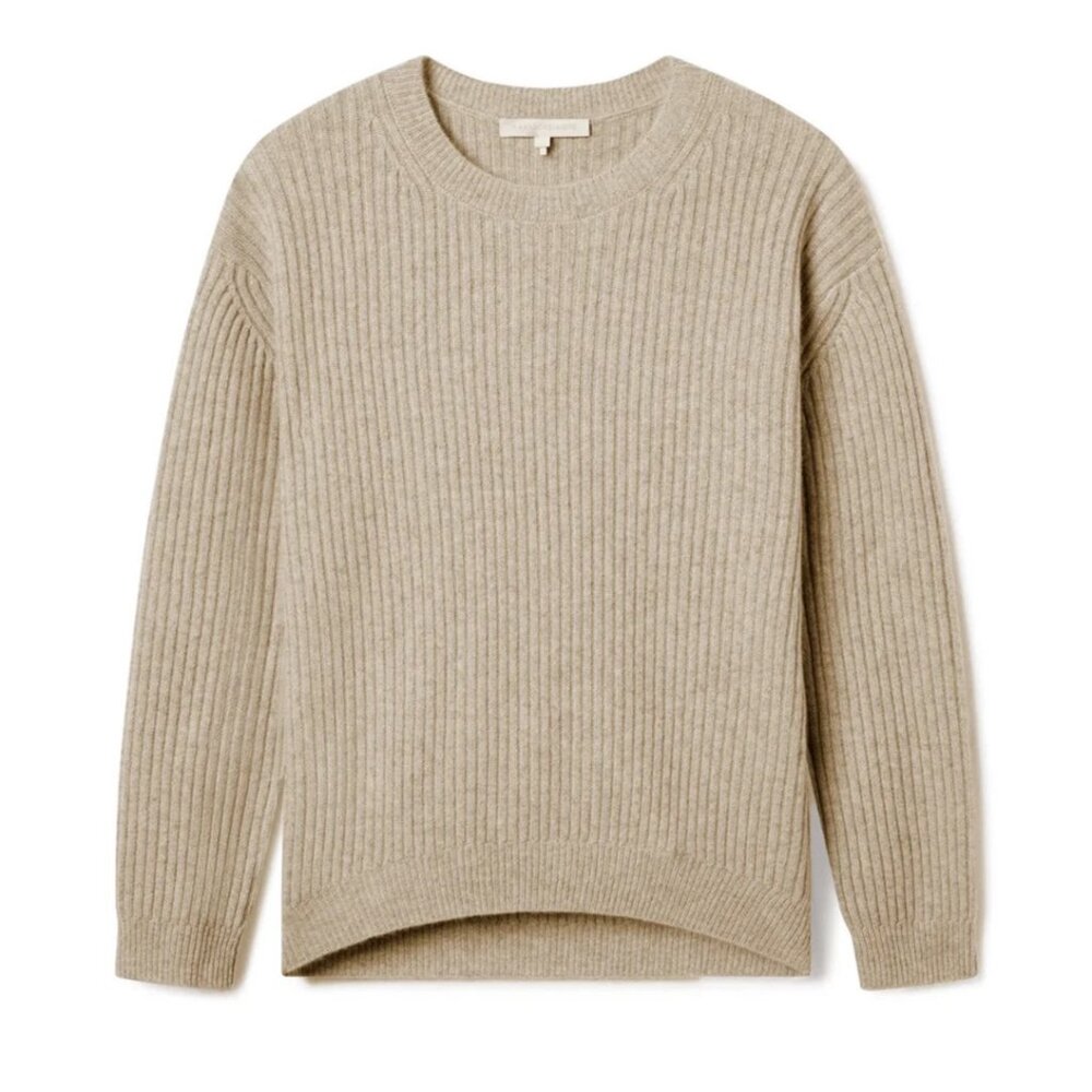 NWT Naked Cashmere Campbell in Flax Ribbed Crewneck Sweater XS